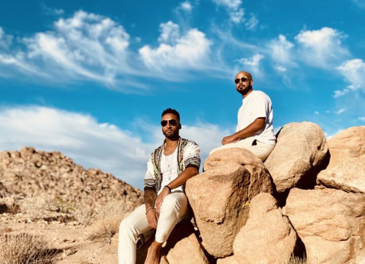 Night Tales photographed on large rocks in a desert