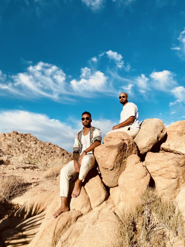 Night Tales photographed on large rocks in a desert