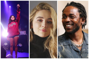 Collage photo of Kendrick Lamar, Sabrina Carpenter, who are set to perform at Lollapalooza 2023