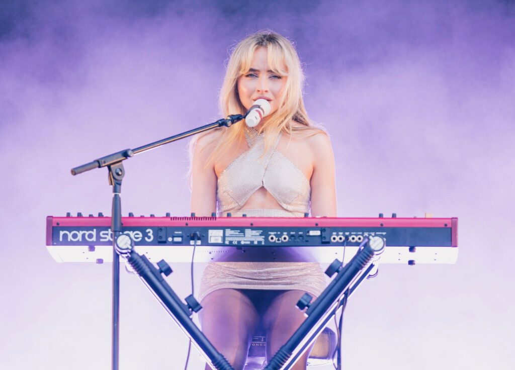 Sabrina Carpenter performing at Hangout Music Festival 2023.