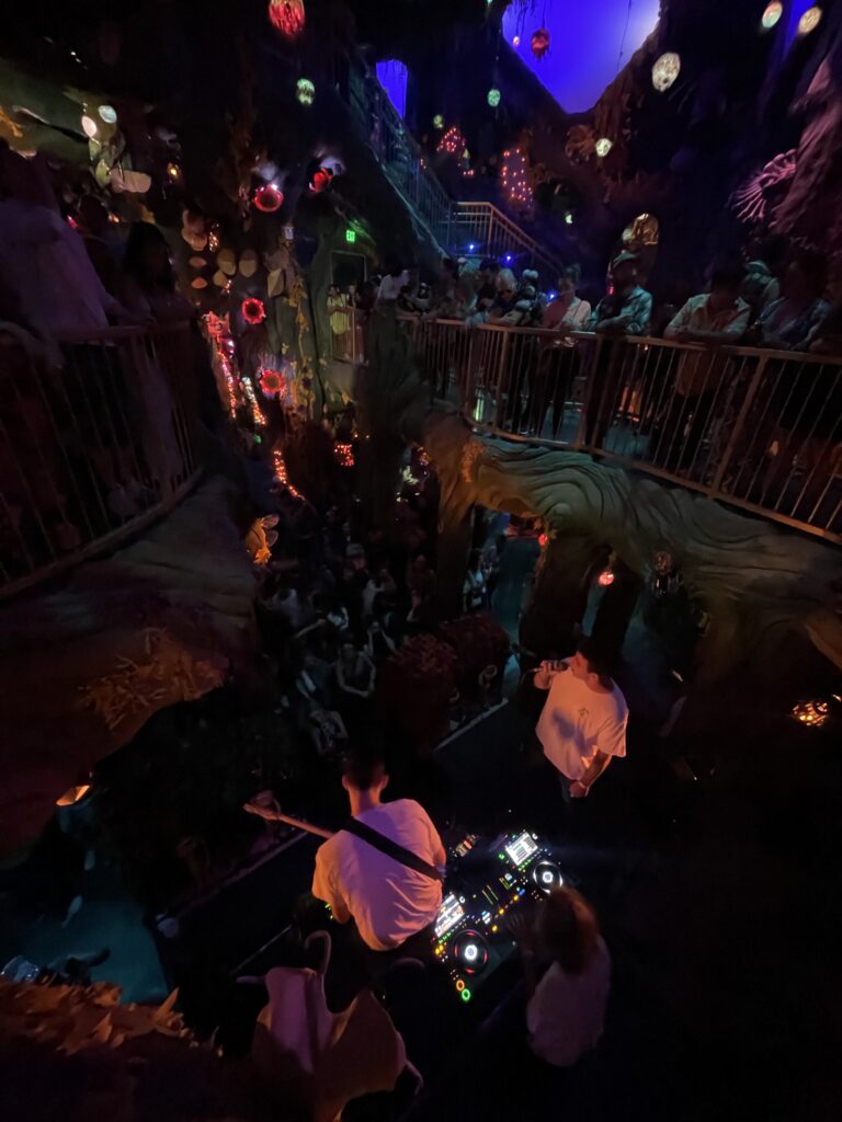 Photo of Justin Jay, benny Birdges and Josh Taylor performing at Meow Wolf Denver