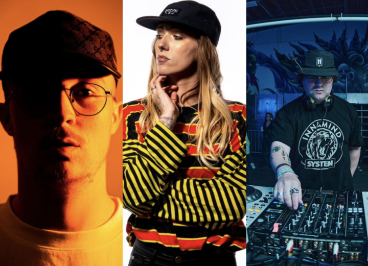 collage photo of three artists