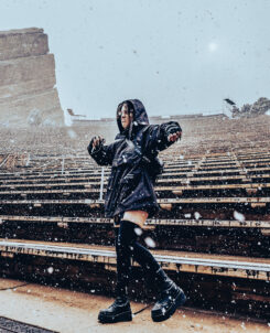 VEIL dancing in the snow at Red Rocks Amphitheatre