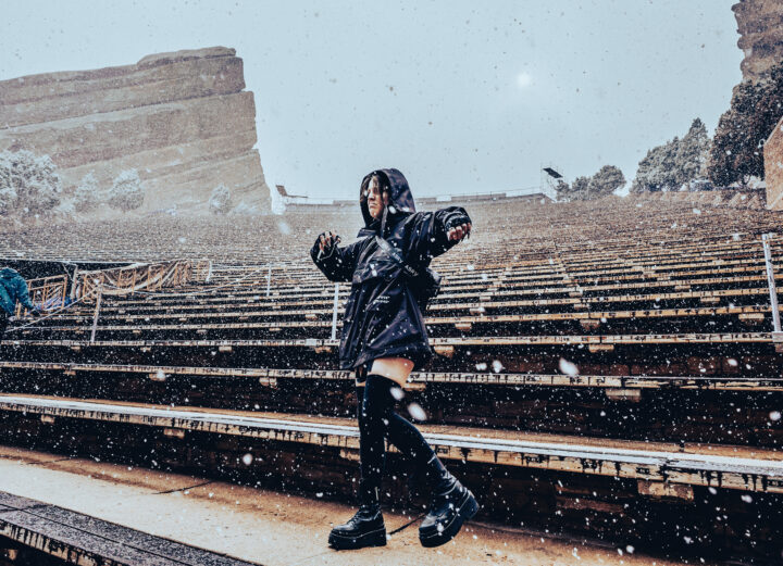 VEIL dancing in the snow at Red Rocks Amphitheatre