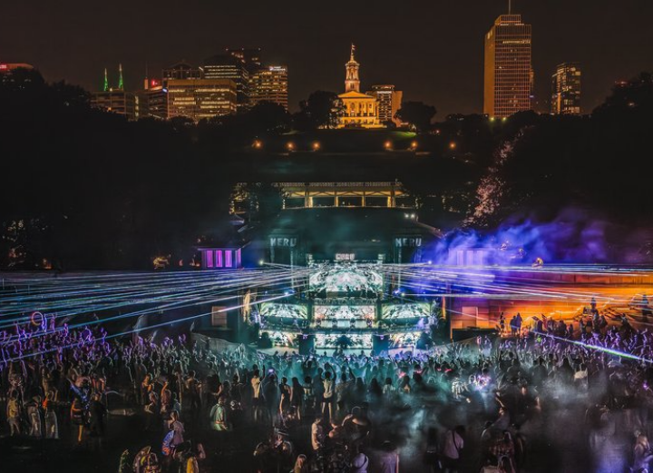 Photo of Deep Tropics Festival main stage with lasers