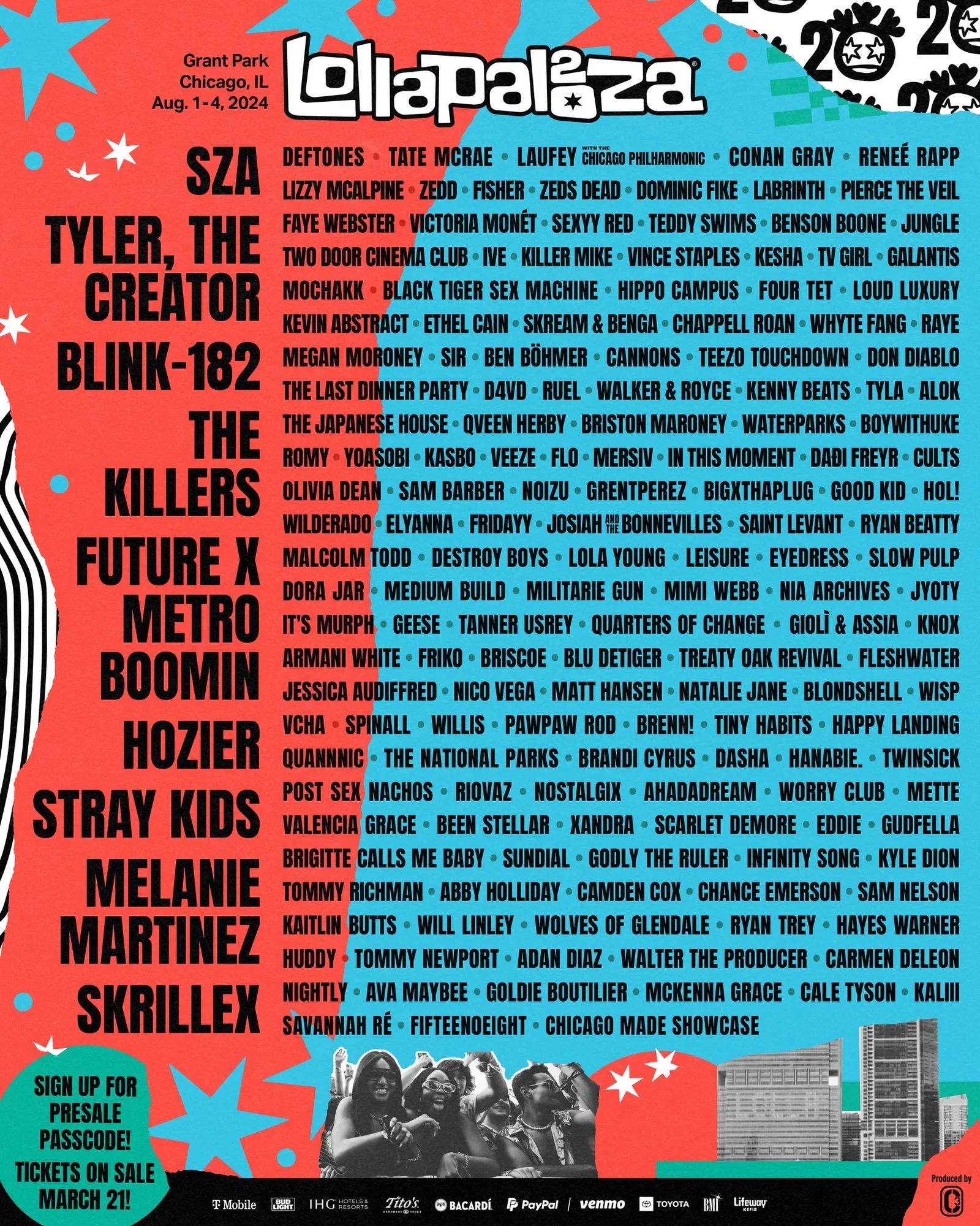 Lollapalooza 2024 Lineup poster