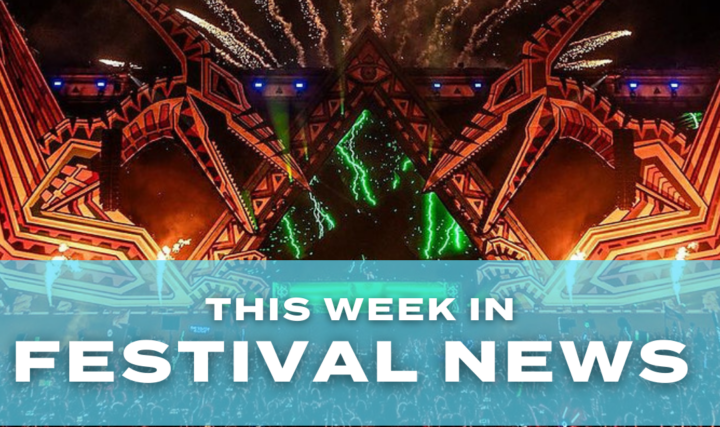 This Week in Festival News graphic featuring the Lost Lands festival stage with fireworks in the background.