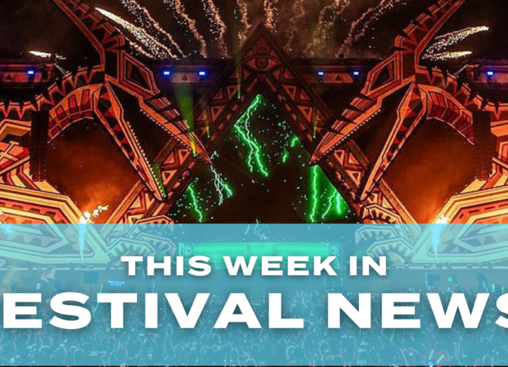 This Week in Festival News graphic featuring the Lost Lands festival stage with fireworks in the background.