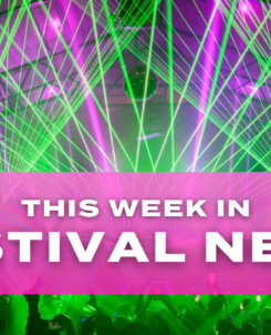 MP3 Festival News Graphic featuring green lasers