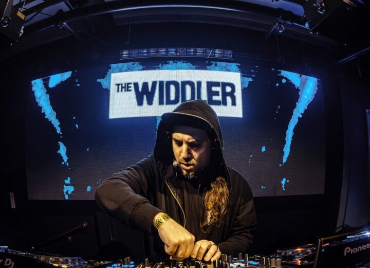 The Widdler playing a DJ set on stage