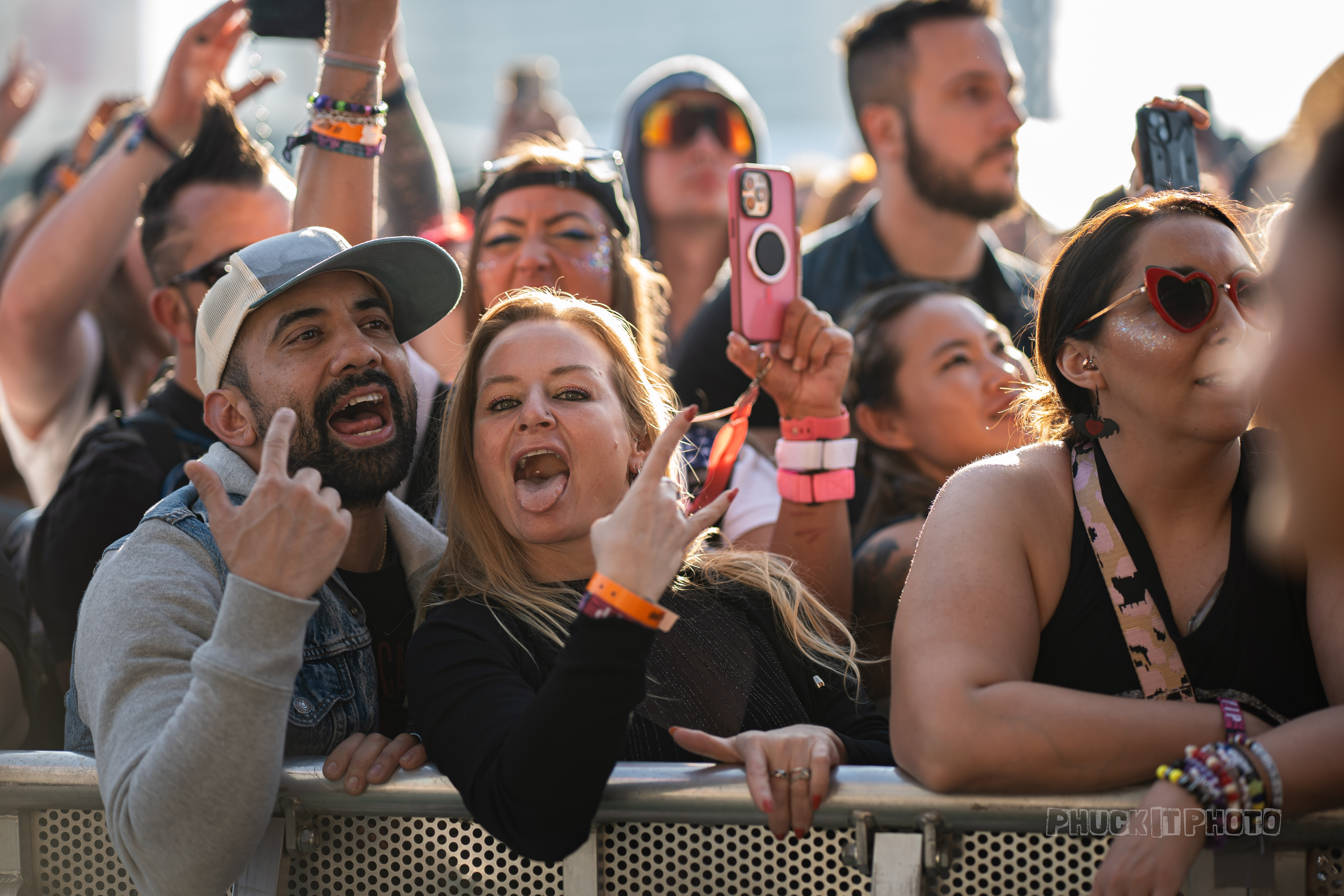 Festival goers pose for photo in the front row