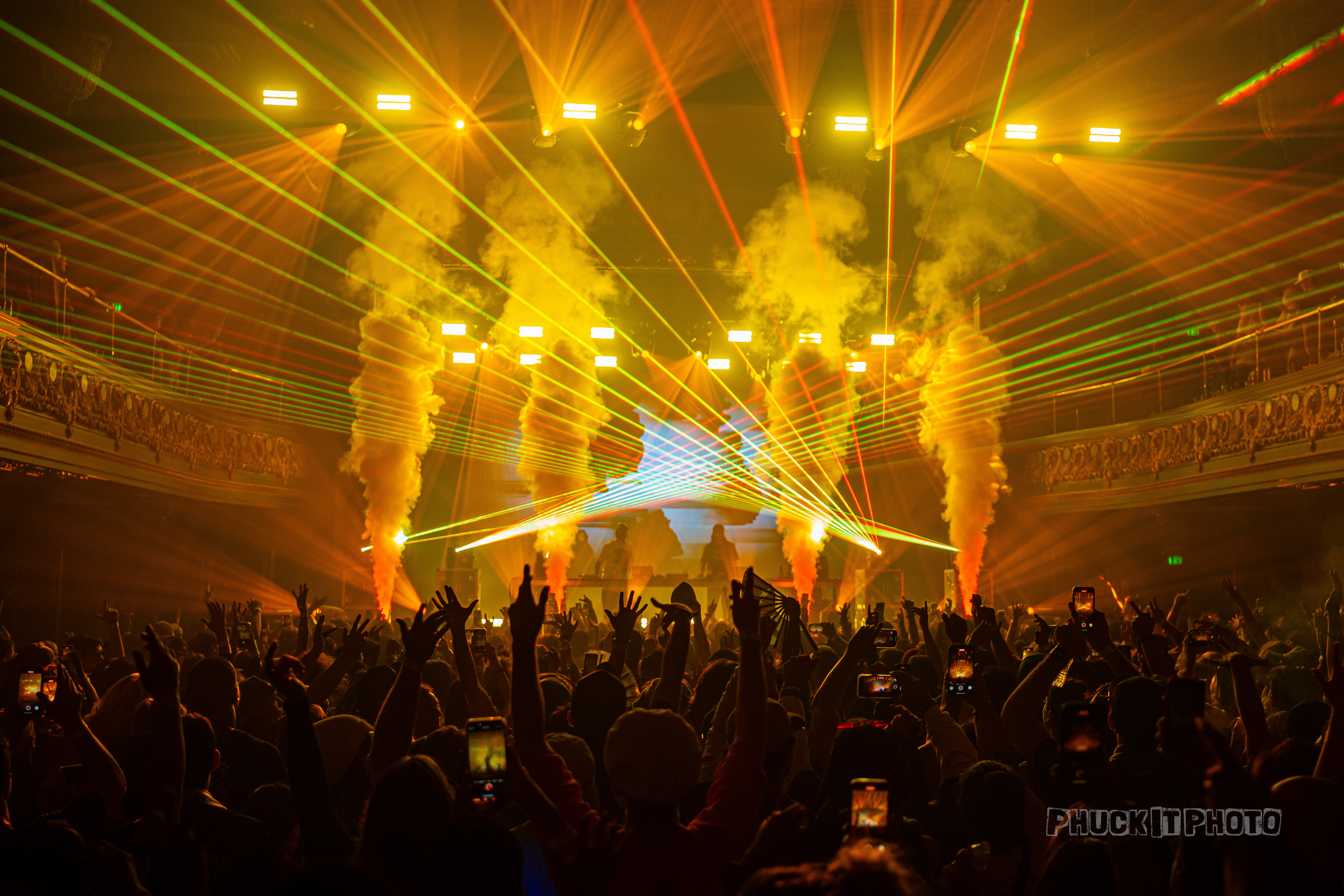 large stage with lights and lasers 